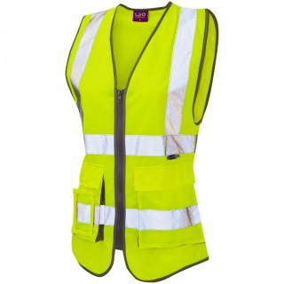 Leo Workwear WL11-YLynmouth ISO 20471 CLASS 1*Ladies Superior Hi Vis Waistcoat Yellow